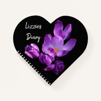 Lizzie naam paarse krokus bloemig Notitieboek