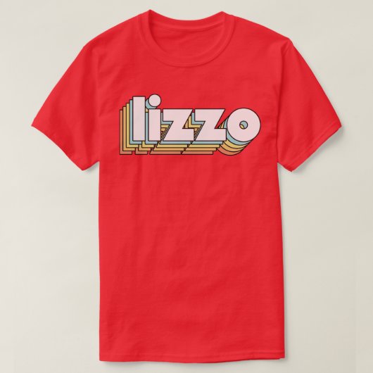 Lizzo Retro Rainbow Typografie Faded Style T-shirt (Design voorkant)