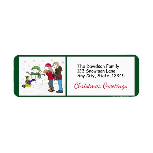 Lizzy's People Snowman Fun Return Address Labels (Voorkant)