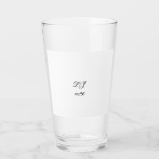 LJ Monogram Elegant Modern Wedding Glas