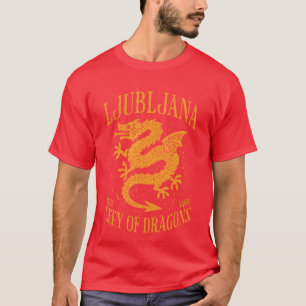 Ljubljana Slovenië Est 11 Stad van Draken Vintage T-shirt