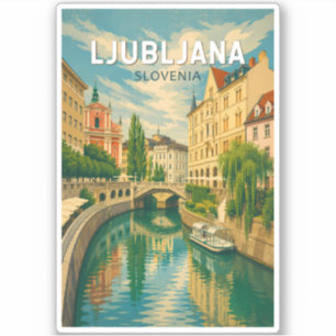 Ljubljana Slovenië Illustratie Reis Kunst Vintage Sticker
