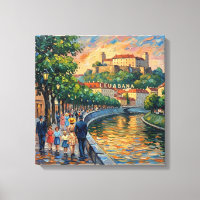Ljubljana Slovenië Kasteel Rivierwand Kunst