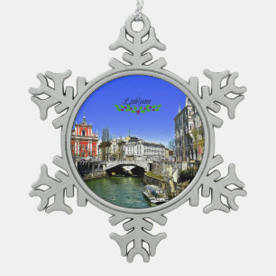 Ljubljana Slovenië Tin Sneeuwvlok Ornament