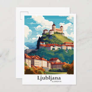 Ljubljana Slovenië Travel Portret Illustratie Briefkaart