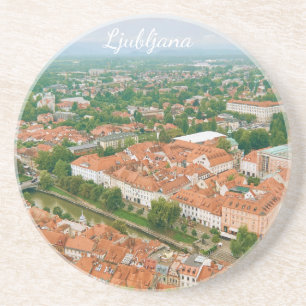 Ljubljana stadsgezicht, Slovenië Reis souvenir Zandsteen Onderzetter