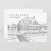 Ljubljana Tekening Briefkaart (Voorkant / Achterkant)