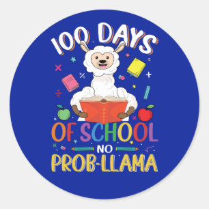 Llama 100 dagen schoolKlassieke Ronde Sticker
