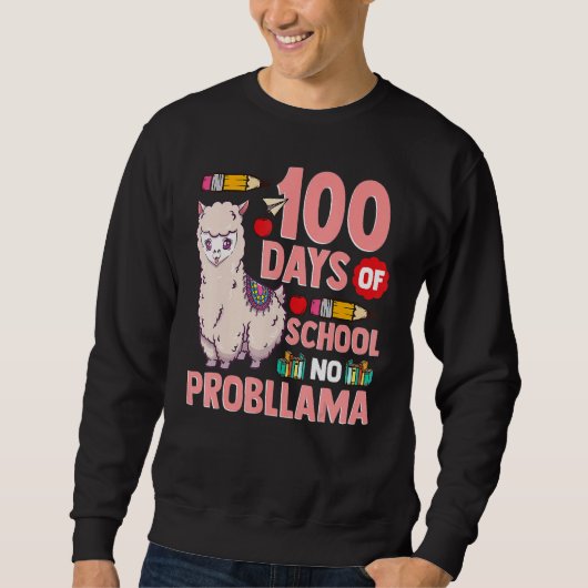 Llama 100 Days Of School No Probllama Teacher Stud Trui (Voorkant)