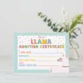 Llama Adoptie Certificaat Teken Kaart (Staand voorkant)