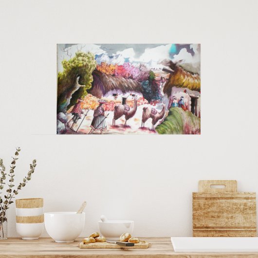 llama afbeelding Peru Poster (Keuken)