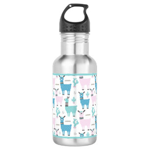 Llama Alapaca Animal Blue Roze Animals Waterfles