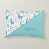 Llama Alapaca Animal Pattern Twee Tone Name Accent Kussen (Achterkant)