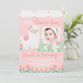 Llama Alpaca Anniversaire Fête Invitation Invitati (Debout devant)