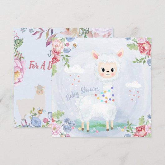 Llama/Alpaca Baby shower Kaart (Voorkant / Achterkant)