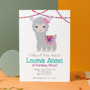 Llama Alpaca Birthday Uitnodiging