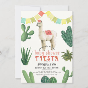 Llama Alpaca Cactus Fiesta Meisje Baby shower Kaart
