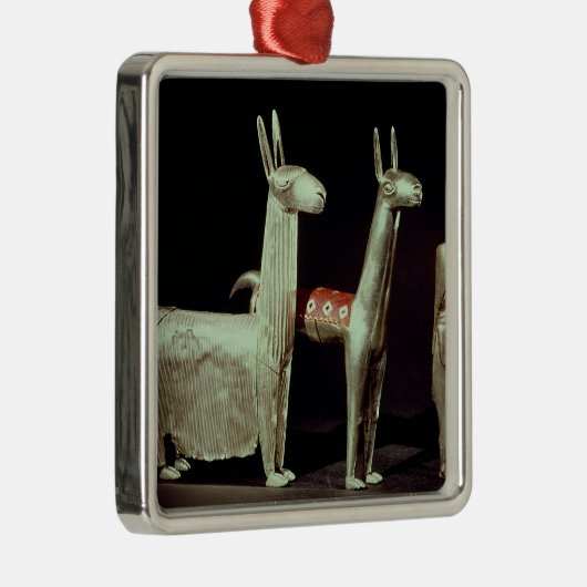 Llama, alpaca en vrouw metalen ornament (Rechts)