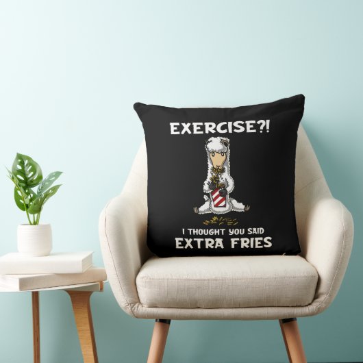Llama Alpaca Exercise Fries Funny Animal Kussen (Stoel)