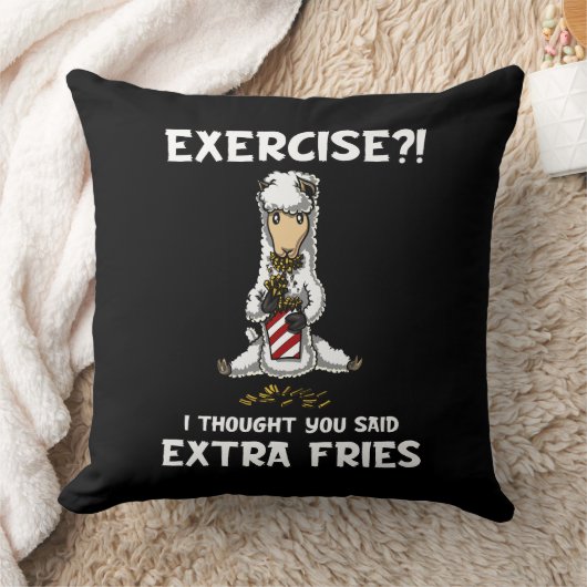 Llama Alpaca Exercise Fries Funny Animal Kussen (Deken)