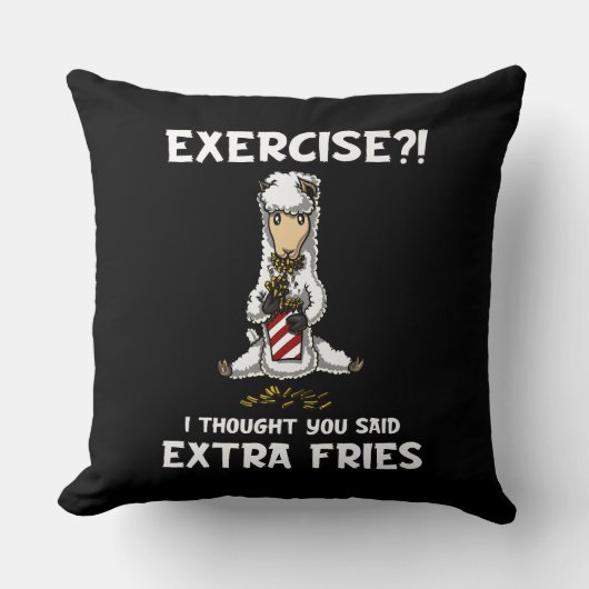 Llama Alpaca Exercise Fries Funny Animal Kussen (Voorkant)