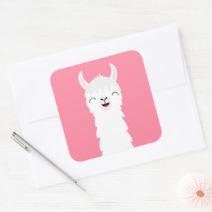 Llama alpaca gezicht vierkante sticker
