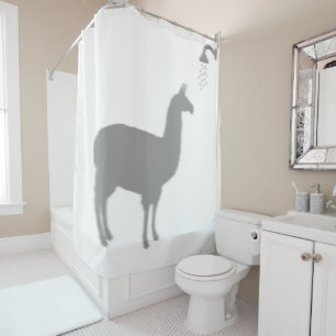 Llama Alpaca Grappige Silhouet Schaduw Achter Douchegordijn