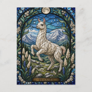 Llama / Alpaca Hoge Plateau Illumina Glas-in-lood Briefkaart