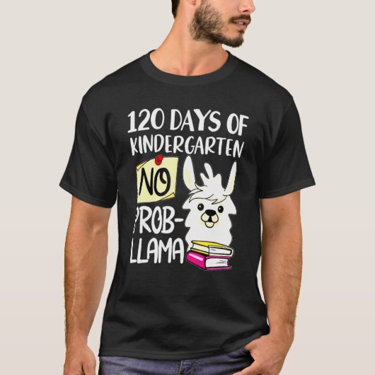 Llama & Alpaca Lovers 120 Days of Kindergarten No  T-shirt (Voorkant)