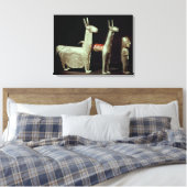 Llama, alpiaca en vrouw canvas afdruk (Insitu (Slaapkamer))
