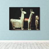 Llama, alpiaca en vrouw canvas afdruk (Insitu (Houten vloer))