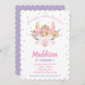 Llama Amusants Invitations Anniversaire Filles Alp (Devant / Derrière)