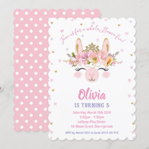 Llama Amusants Invitations Anniversaire Filles Alp