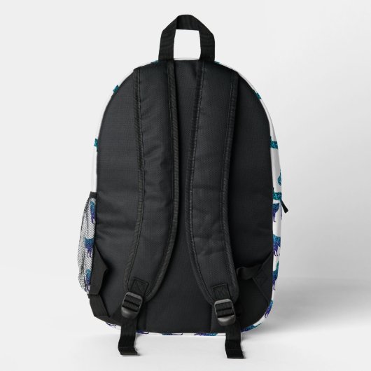 Llama aqua blauw ombre sparkles patroon wit bedrukte rugzak (Achterkant)