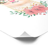 Llama aquarelle avec fleurs Impression photo (Coin)