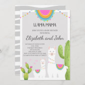 Llama Avec Baby shower Cactus Invitation (Devant / Derrière)