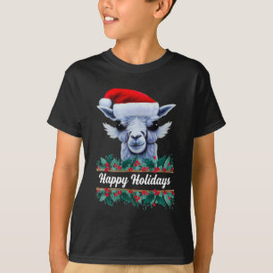 Llama Avec Chapeau Au Père Noël Avec T-Shirt Texte