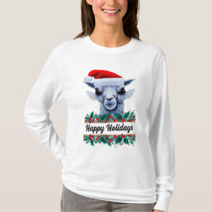 Llama Avec Chapeau Au Père Noël Et T-shirt Texte