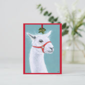Llama avec Mistletoe Christmas Carte postale de No (Debout devant)