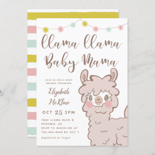 Llama Baby Mama Gender Neutral Shower Kaart