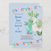 Llama Baby shower Blue Llama Love Invitation (Devant / Derrière)