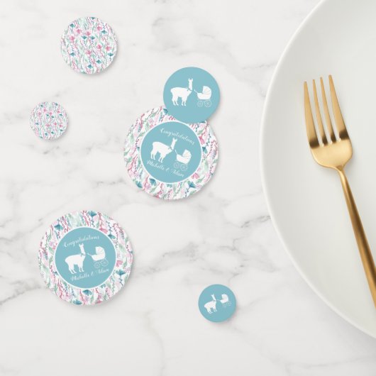 Llama Baby shower Cute Blue Boy Confetti (Groep)
