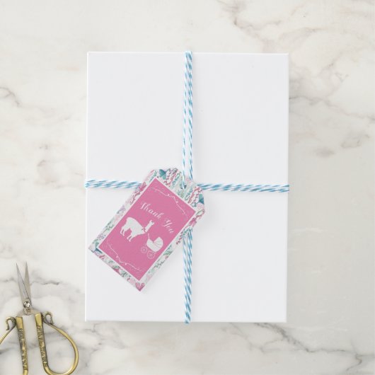 Llama Baby shower  Cute Cadeaulabel (Met Touw)