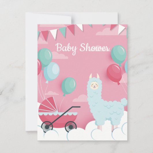 Llama Baby shower Invitation (Devant)
