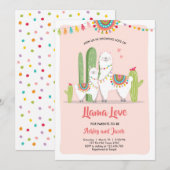 Llama baby shower invitation Llama Love Fiesta (Devant / Derrière)