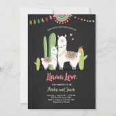 Llama baby shower invitation Llama Love Fiesta (Devant)