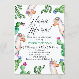 Llama Baby shower Uitnodiging