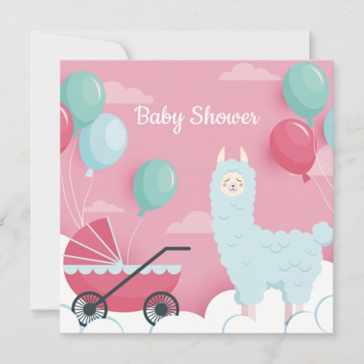 Llama Baby shower Uitnodiging (Voorkant)