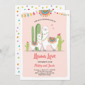 Llama baby shower uitnodiging Llama Love Fiesta (Voorkant / Achterkant)