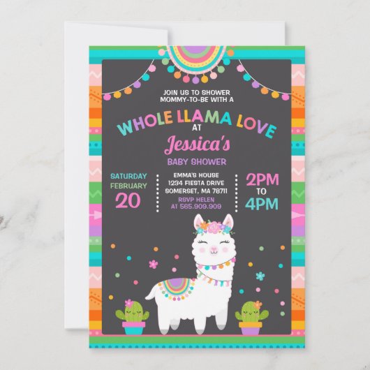 Llama Baby shower Uitnodiging Whole Llama Love Bab (Voorkant)